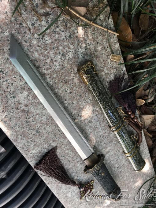 Straight Tanto blade T10 Folded Clay Tempered Steel with Kiriha Zukuri Kissaki - Image 14