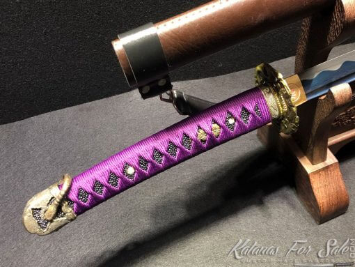Samurai Katana 1060 Carbon Steel with Blue Acid Dye - Image 7