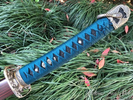 Katana Samurai Sword 1060 Carbon Steel with Red Acid Dye - Image 4