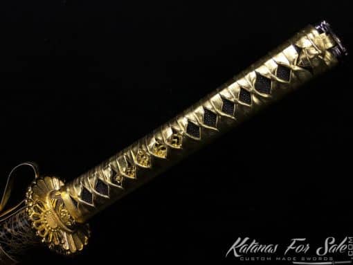 Katana blade T10 Clay Tempered Steel with Gold Acid Dye & O-Kassaki - Image 8