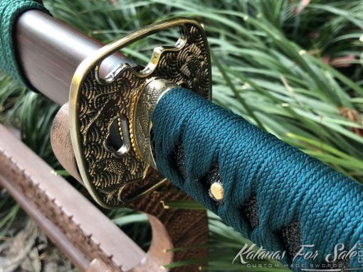 Katana Samurai Sword 1060 Carbon Steel with Red Acid Dye - Image 6