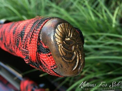 Nagamaki sword T10 Clay Tempered Steel with Choji Hamon and Blue blade - Image 9