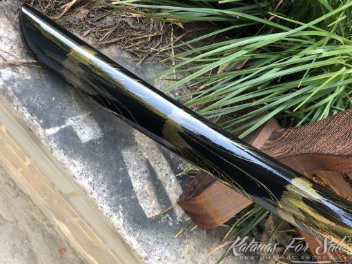 Handmade Katana 1060 Carbon Steel with Gold Acid Dye - Image 10