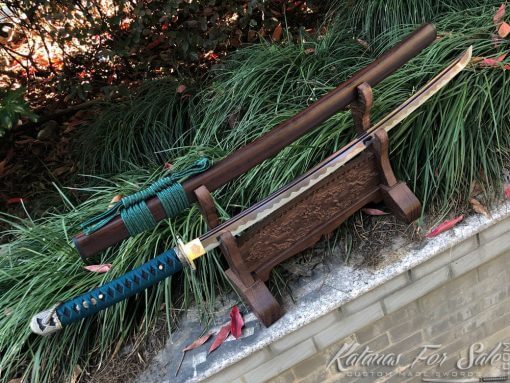 Katana Samurai Sword 1060 Carbon Steel with Red Acid Dye - Image 8