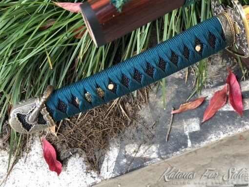 Katana Samurai Sword 1060 Carbon Steel with Red Acid Dye - Image 9