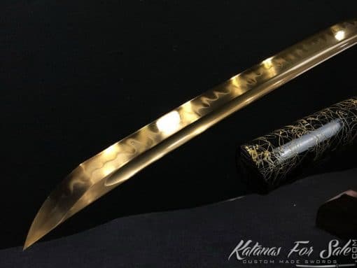 Katana blade T10 Clay Tempered Steel with Gold Acid Dye & O-Kassaki - Image 9