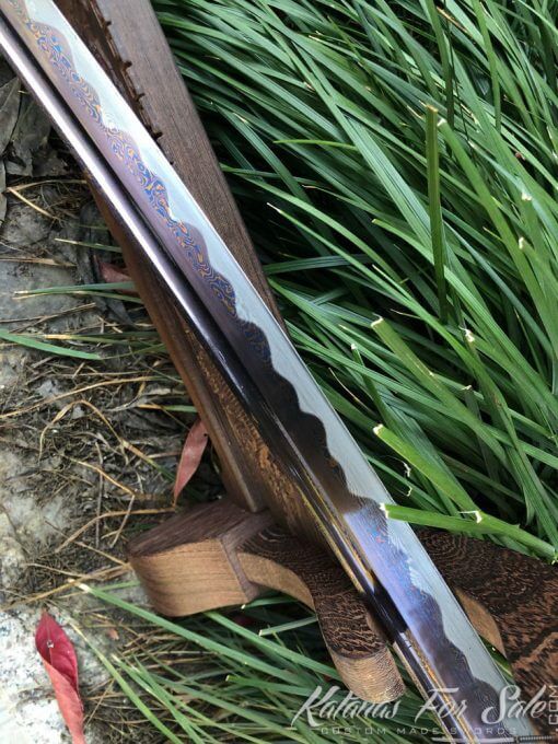 Katana Samurai Sword 1060 Carbon Steel with Red Acid Dye - Image 11
