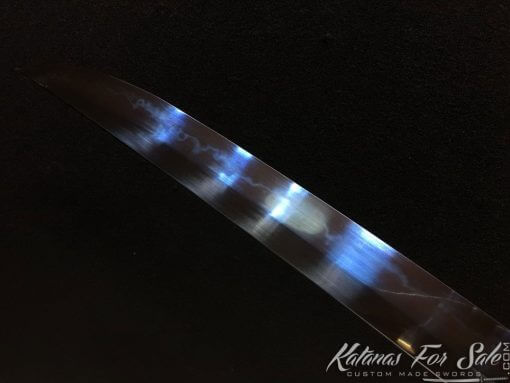 Nagamaki sword T10 Clay Tempered Steel with Choji Hamon and Blue blade - Image 10