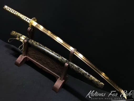 Katana blade T10 Clay Tempered Steel with Gold Acid Dye & O-Kassaki - Image 10