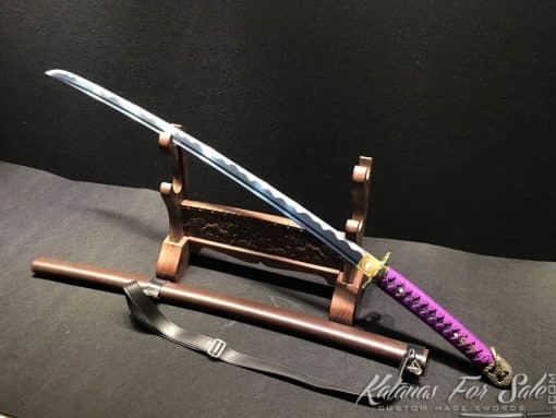 Samurai Katana 1060 Carbon Steel with Blue Acid Dye - Image 2