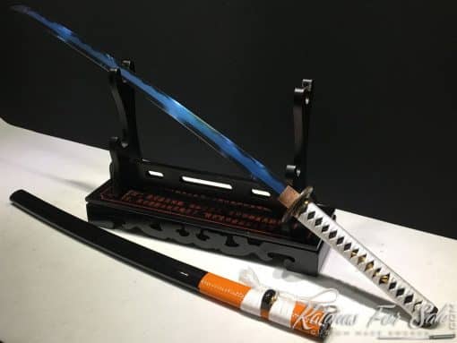 Battle Ready Blue Blade Katana T10 Clay Tempered with Hadori Polish - Image 12