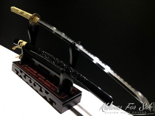Functional Katana T10 Folded Clay Tempered Steel with Feather Hadori Polish - Image 6