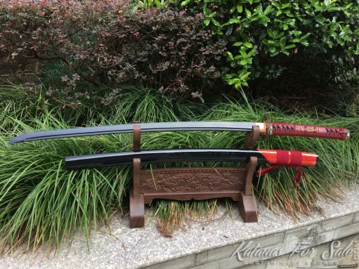 Katana T10 Clay Tempered Steel with Choji Hamon & Hadori Polish in Black - Image 6
