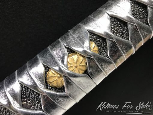 Handmade Katana T10 Folded Clay Tempered Steel with Hadori Polish & Purple Acid Dye - Image 8