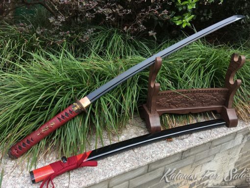 Katana T10 Clay Tempered Steel with Choji Hamon & Hadori Polish in Black - Image 8