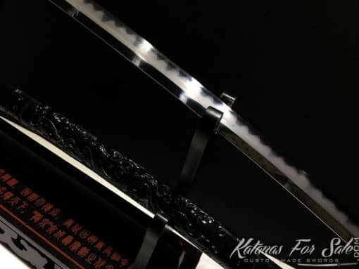 Functional Katana T10 Folded Clay Tempered Steel with Feather Hadori Polish - Image 11