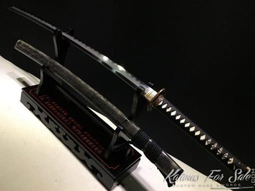 Duo Katana and Wakizashi Sword Set T10 Folded Clay Tempered Steel with Hadori Polish - Image 11