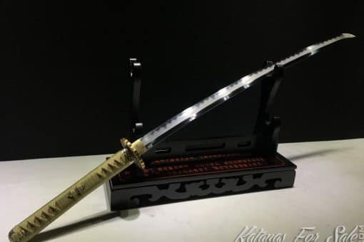 Functional Katana T10 Folded Clay Tempered Steel with Feather Hadori Polish