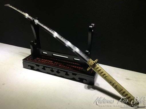 Functional Katana T10 Folded Clay Tempered Steel with Feather Hadori Polish - Image 13