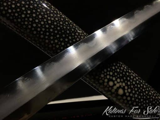 Duo Katana and Wakizashi Sword Set T10 Folded Clay Tempered Steel with Hadori Polish - Image 15