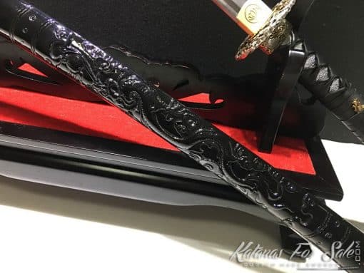 Hand Made Katana T10 Folded Clay Tempered Steel with Hadori Polish - Image 7