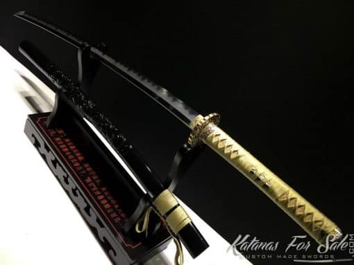 Functional Katana T10 Folded Clay Tempered Steel with Feather Hadori Polish - Image 8