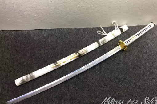 T10 Folded Clay Tempered Steel Samurai Katana sword with Feather Hadori Polish