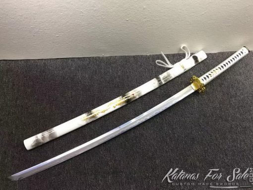 T10 Folded Clay Tempered Steel Samurai Katana sword with Feather Hadori Polish