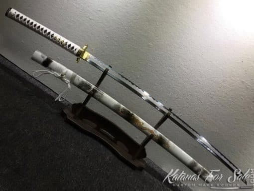 T10 Folded Clay Tempered Steel Samurai Katana sword with Feather Hadori Polish - Image 4