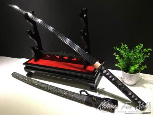 Samurai Katana sword T10 Clay Tempered Steel Choji Hamon with Hadori Polish & Black Acid Dye - Image 7