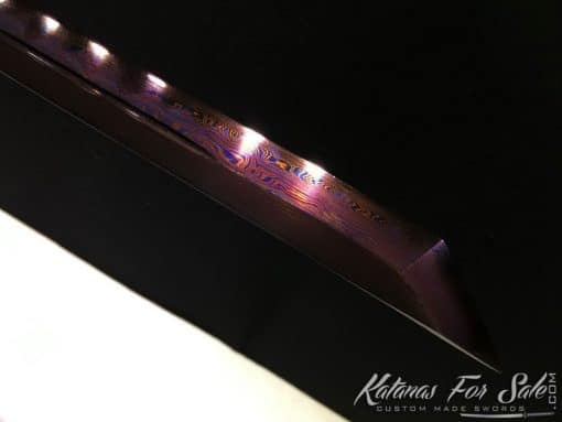 Ninjato Sword T10 Folded Clay Tempered Steel with Hadori Polish in Purple - Image 12