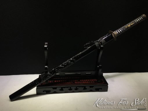 Ninjato Sword T10 Folded Clay Tempered Steel with Hadori Polish in Purple - Image 5