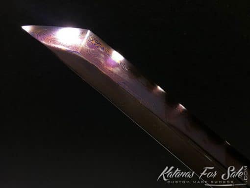 Ninjato Sword T10 Folded Clay Tempered Steel with Hadori Polish in Purple - Image 15