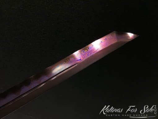 Ninjato Sword T10 Folded Clay Tempered Steel with Hadori Polish in Purple - Image 19