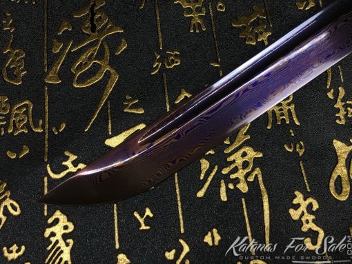 Shirasaya Ninjato 1095 Folded Steel with Purple Acid Dye - Image 8