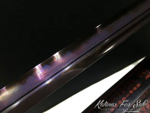 Ninjato Sword T10 Folded Clay Tempered Steel with Hadori Polish in Purple - Image 17