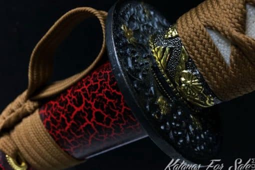 Katana T10 Clay Tempered Steel Red Leopard Saya