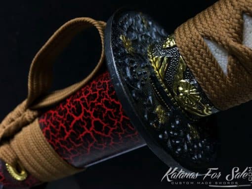 Katana T10 Clay Tempered Steel Red Leopard Saya
