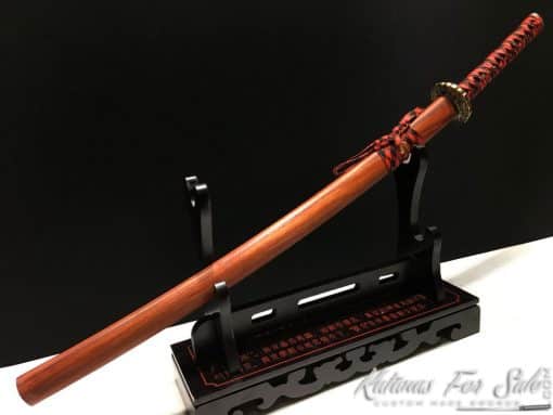 Damascus Katana 1095 Folded Steel with Red Acid Dye - Image 7