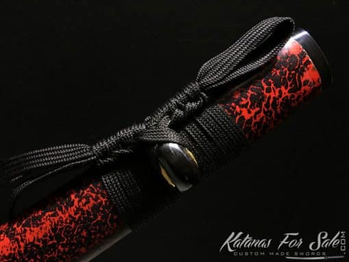 Hand Crafted Katana 1095 Folded Steel with Red Acid Dye - Image 11