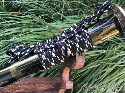 Handmade Katana 1060 Carbon Steel with Gold Acid Dye - Image 11