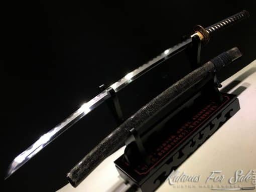 Duo Katana and Wakizashi Sword Set T10 Folded Clay Tempered Steel with Hadori Polish - Image 8