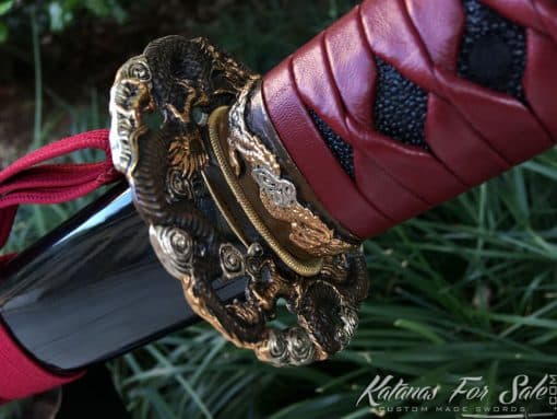 Katana sword T10 Clay Tempered Steel with Round Hamon and Hadori Polish