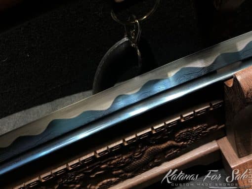 Samurai Katana 1060 Carbon Steel with Blue Acid Dye - Image 11