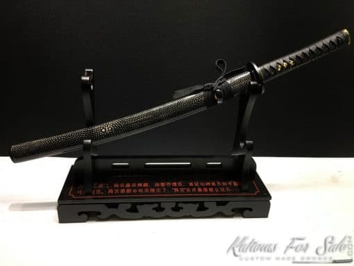 Japanese Wakizashi T10 Folded Clay Tempered Steel with Red Blade & Hadori Polish - Image 9