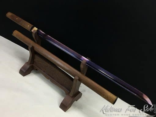 Shirasaya Ninjato 1095 Folded Steel with Purple Acid Dye - Image 9