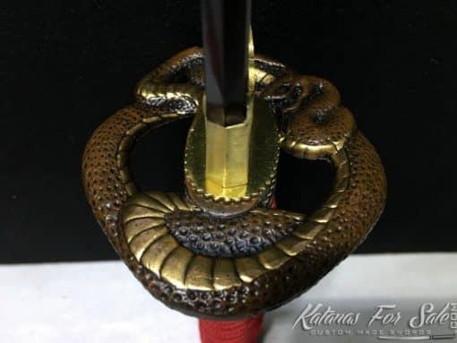 Wakizashi Sword 1095 Folded Carbon Steel with Red Acid Dye - Image 12