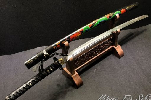 Japanese Katana sword Folded Clay Tempered Tamahagane Steel with Hadori Polish
