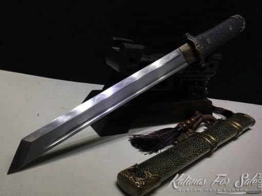 Straight Tanto blade T10 Folded Clay Tempered Steel with Kiriha Zukuri Kissaki - Image 16