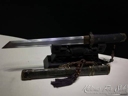 Straight Tanto blade T10 Folded Clay Tempered Steel with Kiriha Zukuri Kissaki - Image 20